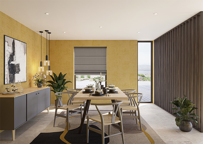 Akoya Faux Silk, Lustre Gunmetal Grey - Motorised Roman Blind - Image 8